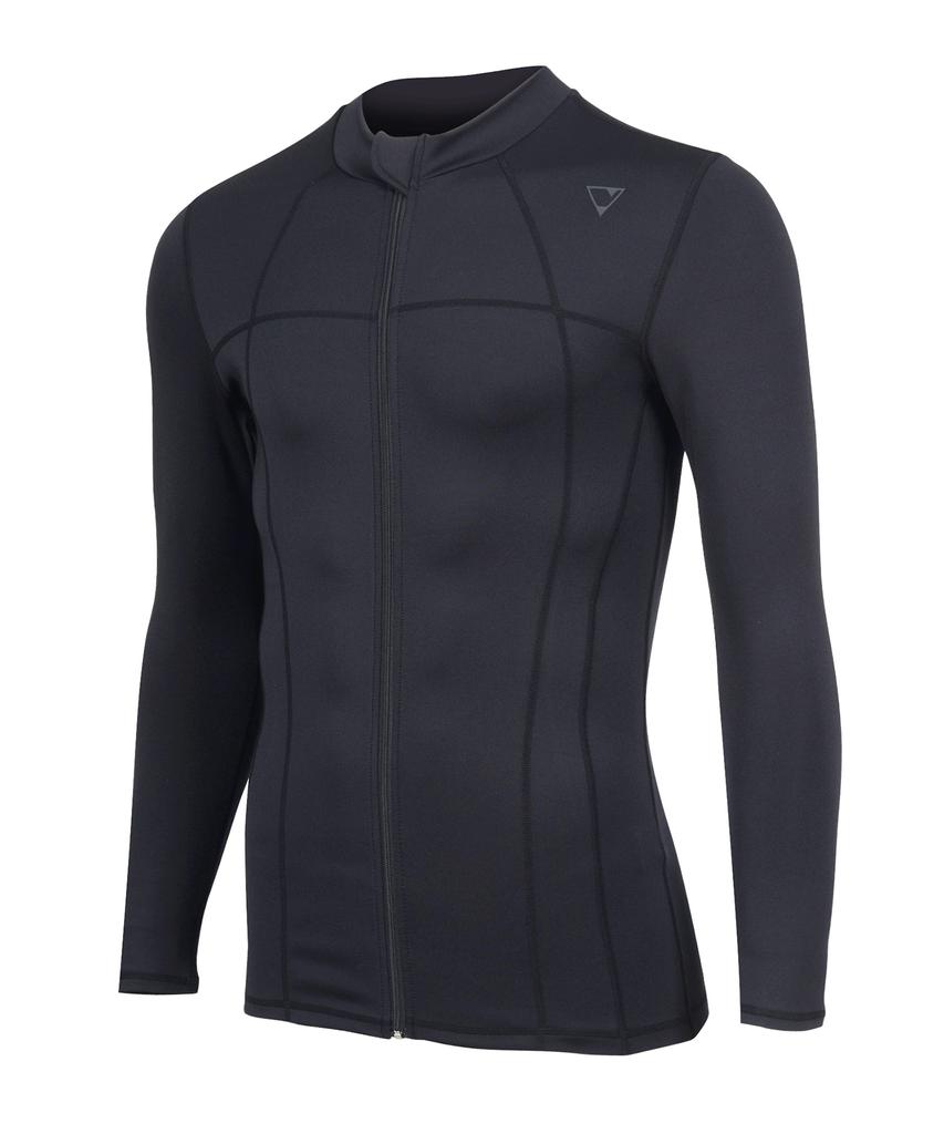 Jeteseu Men'S Air Cushion All Black Slim Fit Zip-Up Rash Guard M_3A884