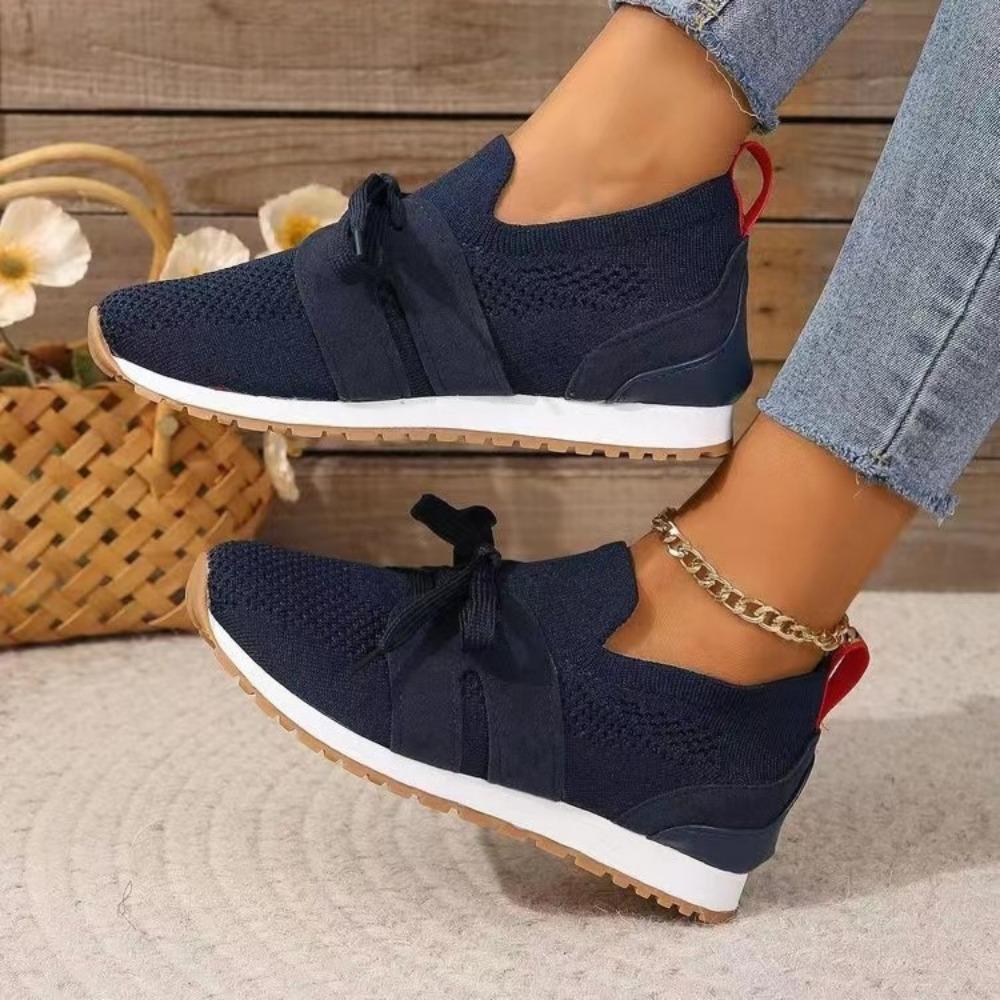

spring autumn New Brown Knit Breathable Sneakers Shoes Women Soft Sole Platform Flats Woman Plus Size 43 Non Slip Casual Shoes 43