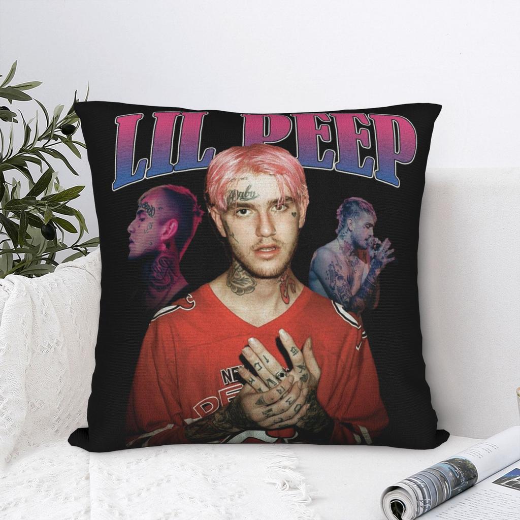 Lil Peep Pillowcase Printed Polyester Cushion Cover Decorative Throw Pillow Case Cover Sofa Zippered 40X40cm