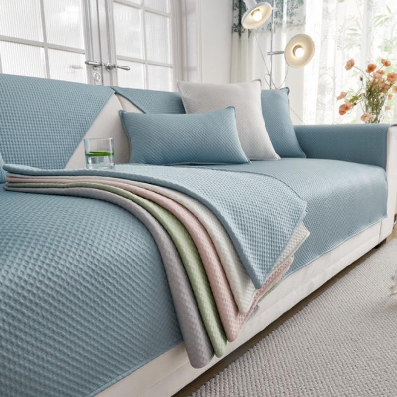 Summer Mat Ice Silk Sofa Cushion New Summer Solid Color Sofa Cover Full Cover Non-slip Sofa Cover Cloth Towel