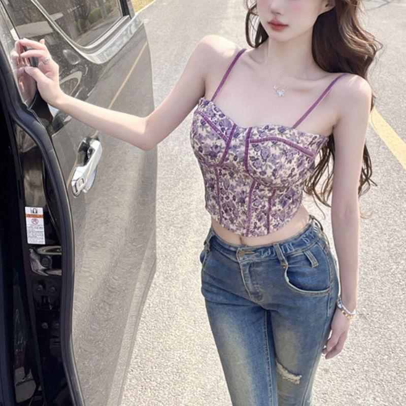 Camisole Vest With Chest Pad Waist Slimming Pure Desire Style Corset Tight Top Hot Girl Sexy Gentle Bandeau Niche
