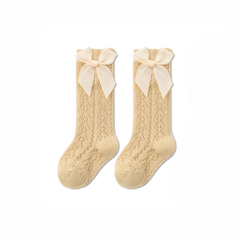 Summer Mesh Baby Socks with Bow - High Tube, Mosquito-Proof, Loose Mouth, Perfect for Spring/Summer