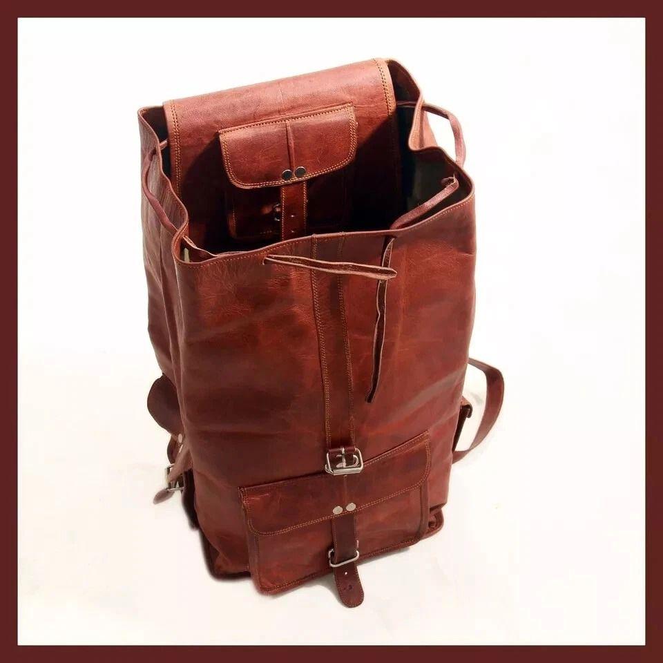 Men's Vintage Genuine Leather Laptop Backpack Rucksack Messenger Bag Satchel
