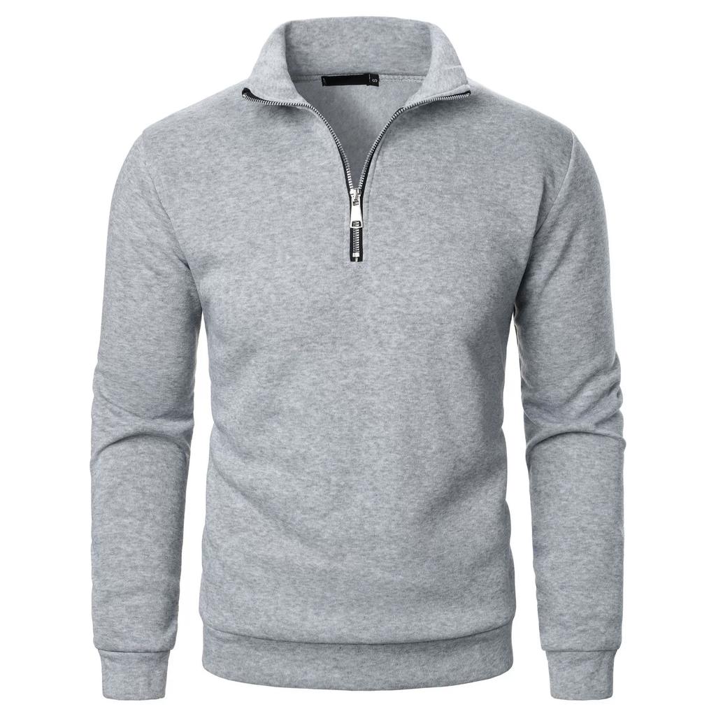 Men's Stand Up Collar Casual Hoodie Men's Solid Color Fashionable Men's Pullover Hoodie