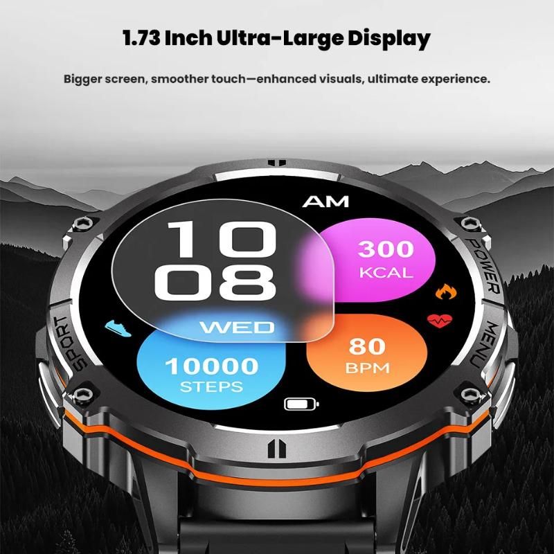 2025 NEW 1000MAH Super Endurance Sport Smart Watch Men 1.73-inch HD Screen GPS Tracker Compass Bluetooth Call Waterproof Smart Watch
