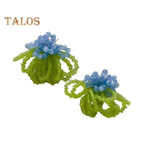 

Серьги ручной работы из бисера, серьги-цветы из бисера в стиле бохо, цветочные серьги-подвески, женские летние пляжные украшения B зелёный/синий