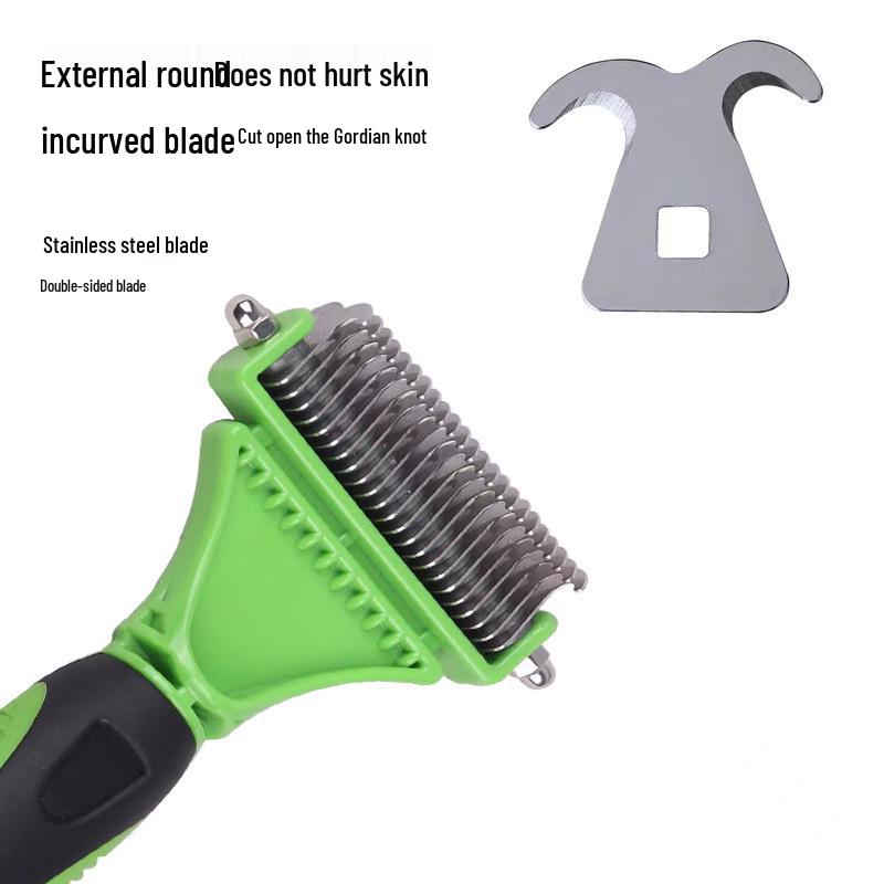 Double-Sided Pet Comb & Knot Rake for Dogs & Cats