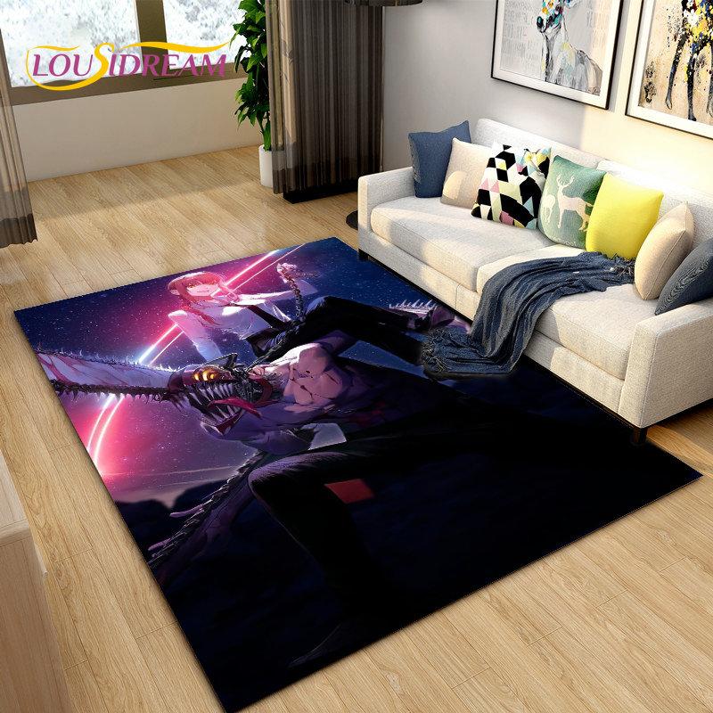 3D Anime Chainsaw Man Denji Cartoon Area Rug,Carpet Rug for Living Room Bedroom Sofa Doormat Decoration, Kids Non-slip Floor Mat
