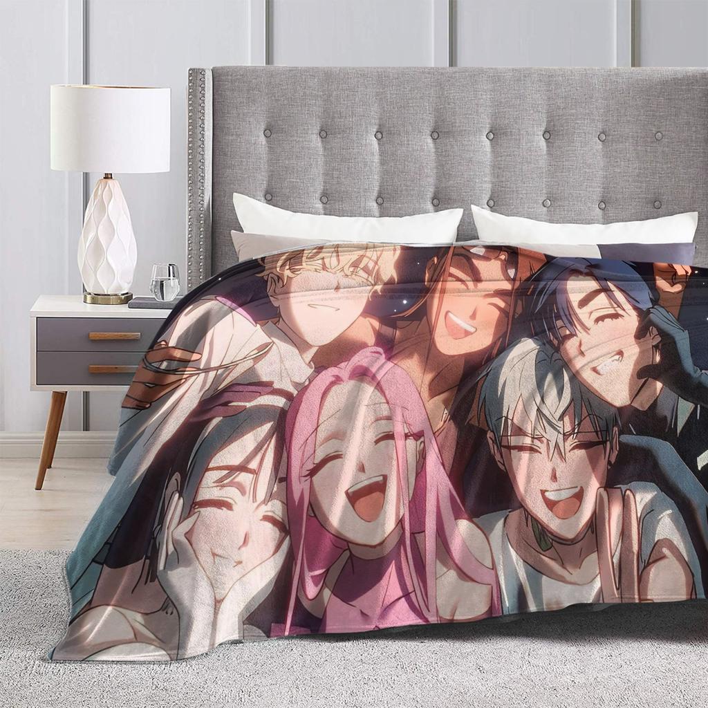 Alien Stage Manga Character Collage Blanket Super Warm Plush Throw Blanket For Couch Chair Sofa Bed Flannel Bedspread Bed Cover
