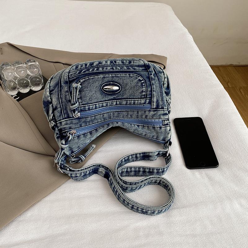 Schultertasche mit großer Kapazität Damen Denim Umhängetasche Mamatasche