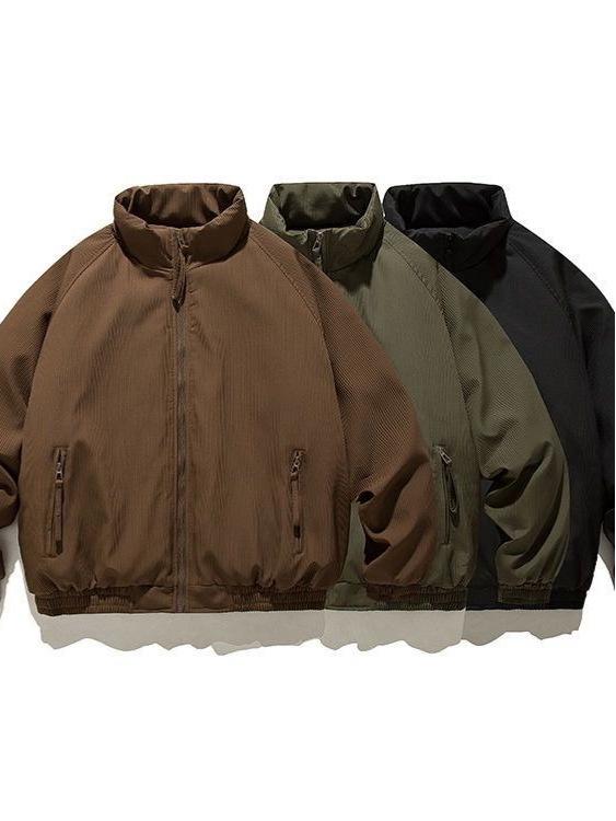 Unisex americká retro péřová bunda s vertikálními pruhy - Zesílený bavlněný kabát svrchní oděv, Ležérní všestranný design