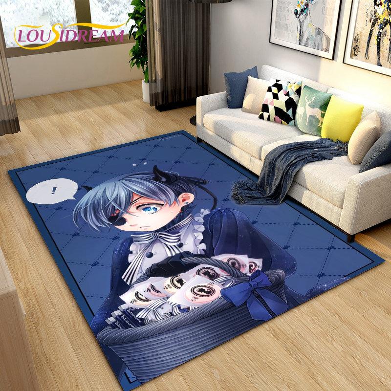 Black Butler Anime Cartoon Area Rug,Carpet Rug for Living Room Bedroom Sofa Doormat Decoration, Kids Play Non-slip Floor Mat