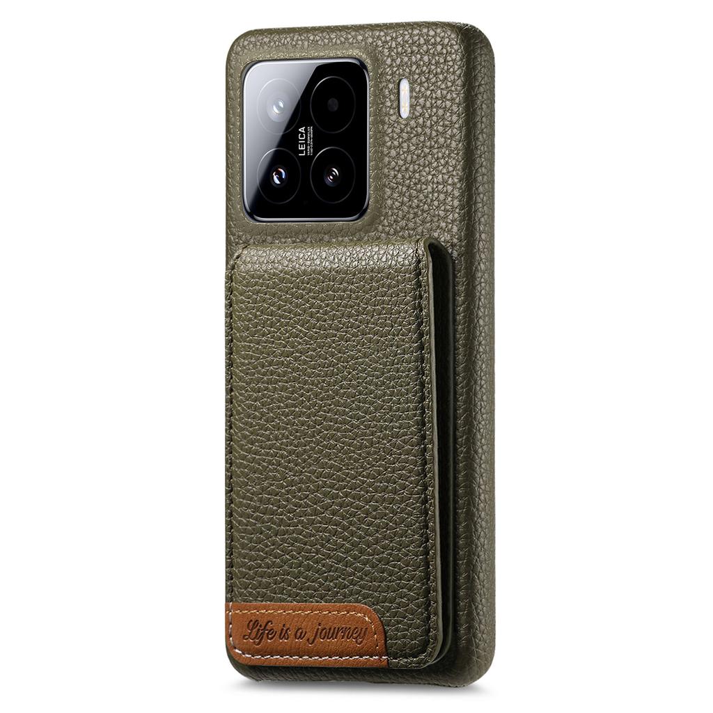 For Xiaomi 15 Case RFID Blocking Card Holder Litchi Texture Leather Back Cover