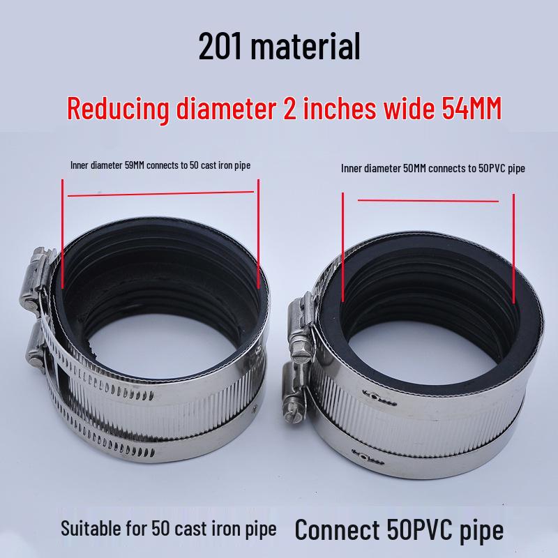 Heavy-Duty Stainless Steel and Cast Iron Flexible Pipe Clamp for Sewer and Drain Pipes