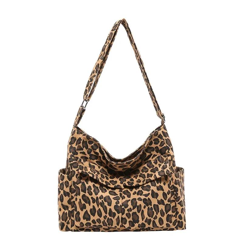 

Досуг леопардовый принт нейлоновая молния женские сумки на плечо модная сумка мягкая простая сумка через плечо коричневый