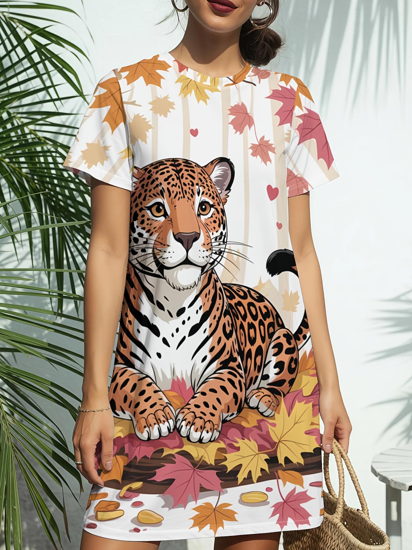 

Women S New Crew Neck Short Sleeve T-Shirt Dress. American Trend Digital Print. Casual ; Versatile for Spring And Summer. Elegant And Chic me S Dre M дубильная кора