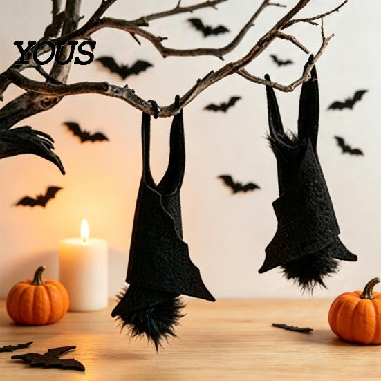 Home Interior Halloween Ornaments Bat Decorations, Realistic Felt Hanging Bats, Spooky Flying Props Party Background Decor for Haunted House