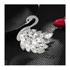 Crystal Swan brooch, high-end and sophisticated, niche, small fragrance, retro chest flower, Korean version, anti glare, pin clothing accessories
