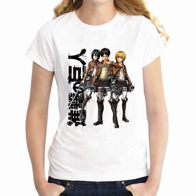 Women S T-Shirt Attack On Titan Shifter Eren Levi Mikasa Emblems Awesome Anime Girl