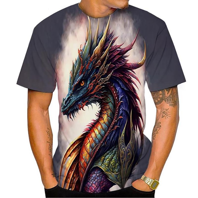 Tricouri cu Imprimeu 3D Floral Dragon Nou Bărbați Femei Modă Gât O Mânecă Scurtă Tricou Supradimensionat Harajuku Y2k Topuri Tricouri Haine Copii