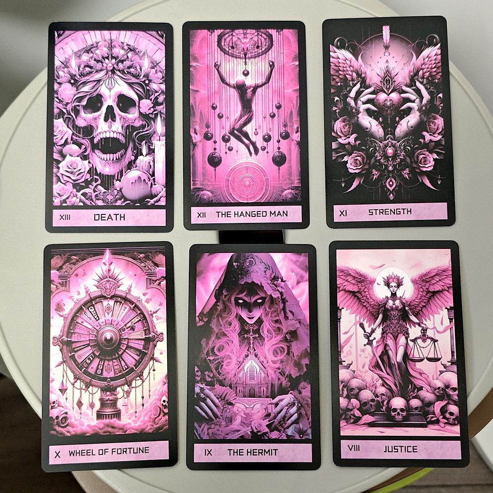 Pink Gothic 10.3*6cm Themed 78 Pcs Tarot Cards