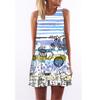 European Station European and American New Retro Digital Printing Round Neck Hot-selling Off-the-shoulder Medium and Long Vest Dress