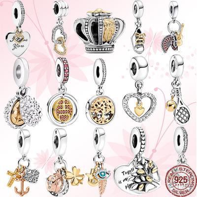 925 Sterling Silber Durian Krone Klee Stammbaum & Wurzeln Dangle Bead Charm Fit Original Fasion Armband DIY Schmuck Geschenk
