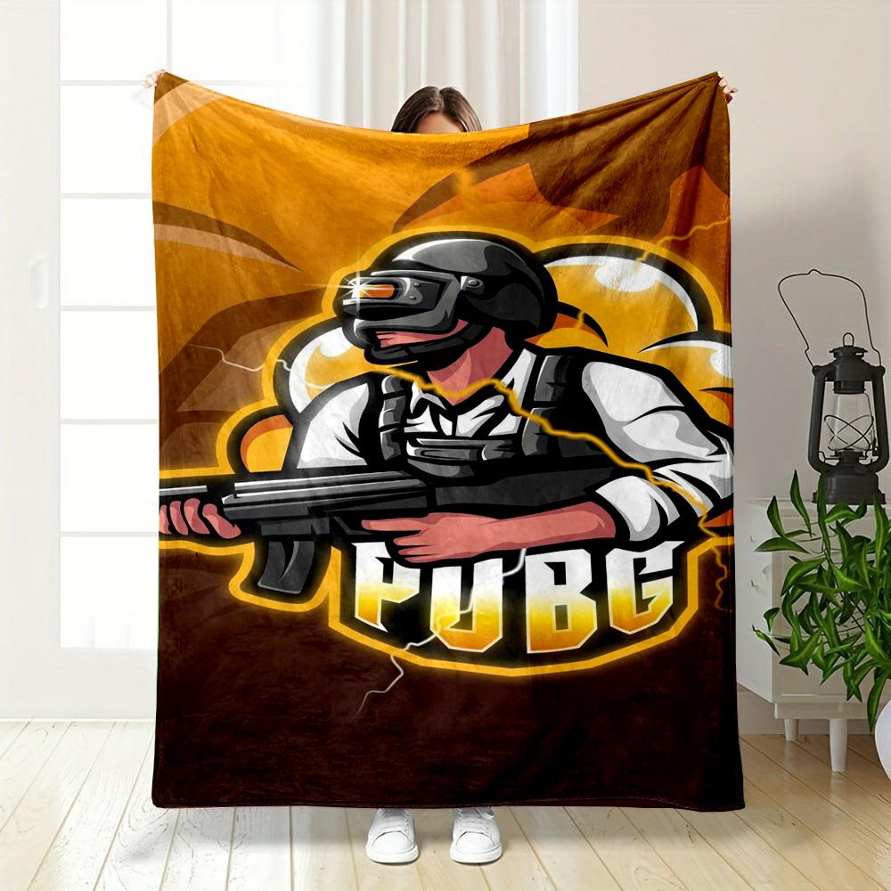 PUBG Gaming Soldier Illustration Patterned flannel blanket perfect for the bedroom living room, sofa, or a little nap