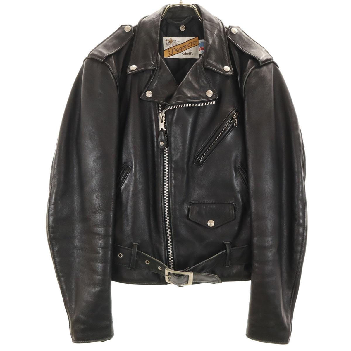 

schott 80s 618 Vintage USA Made IDEAL Zip Double riders jacket 36 black Men s Used