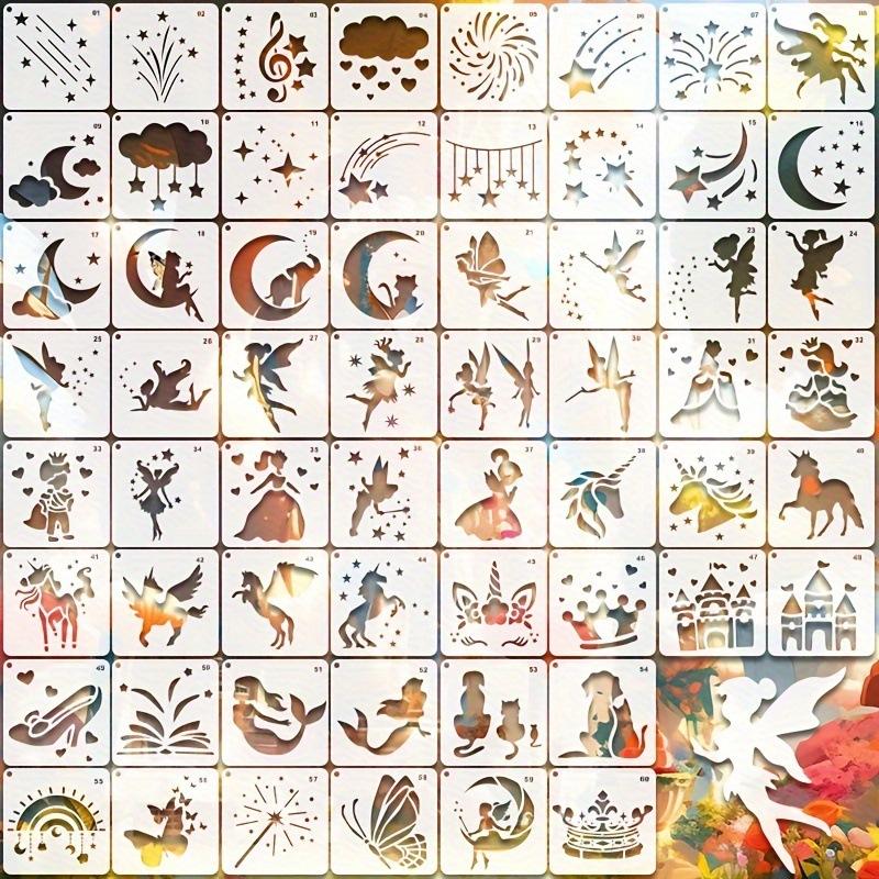 

60pcs 3 Inch Dinosaur Painting Stencil Set - Cartoon Animal Pattern Drawing Kit for Kids, DIY Doodle Art Supplies