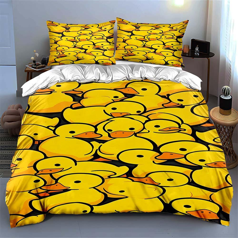 Yellow duck pattern. Bedding Duvet cover sets Duvet covers Pillowcases gifts (1 * Duvet Cover 2 * Pillowcases, without duvet insert)