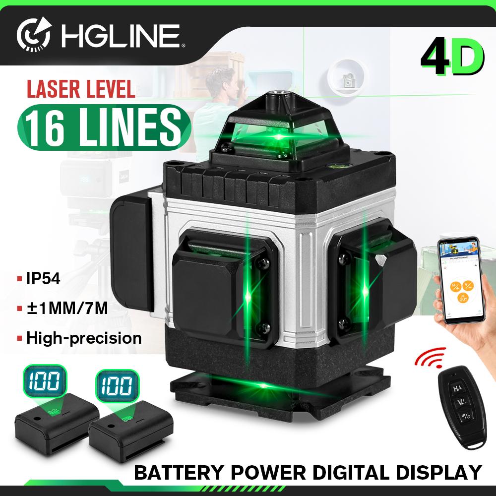 HGLINE 4D 16 Lines Green Line Laser Level With 1.2m Tripod APP Remote Control Horizontal Vertical Measuring Laser Instrument