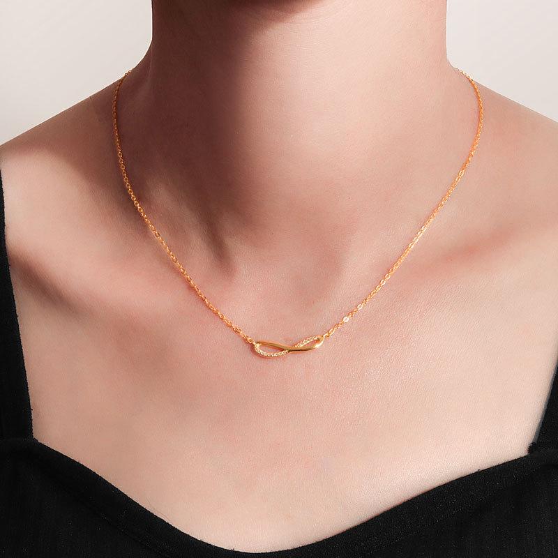 925 Sterling Silver Crystal Infinitely Circulating Bowknot Necklace Pendant For Women Wedding Party Jewelry Gift Collar