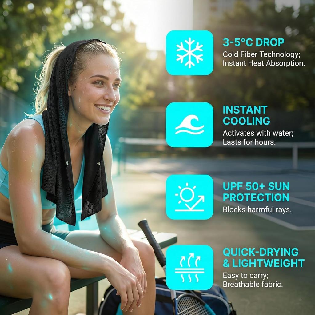 Cooling Hooded Towel Cooling Hoodie Towels Cooling Towel Microfibre for Neck and Face Cooling Towel for Fishing Cycling Running Sports