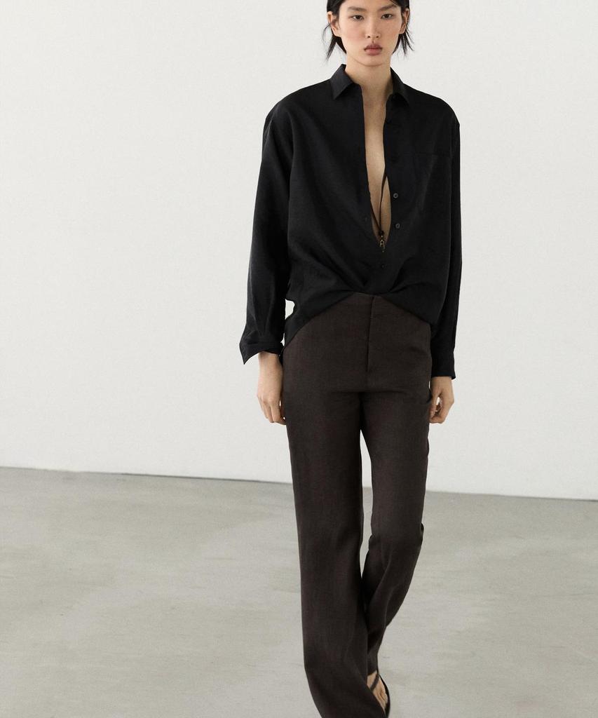 Masimodutti 100% Linen Kick Bell-Bottom Pants