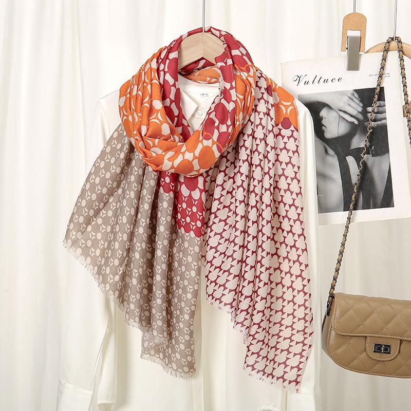 180*90Cm Winter Thick Viscose Scarf Geometric Patchwork Fringe Cotton Shawls And Wraps Pashmina Stole Bufandas Muslim Sjaal