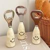 Cute smiling face beer bottle opener ceramic handle can stand up bottle opener creative stainless steel cap opener
