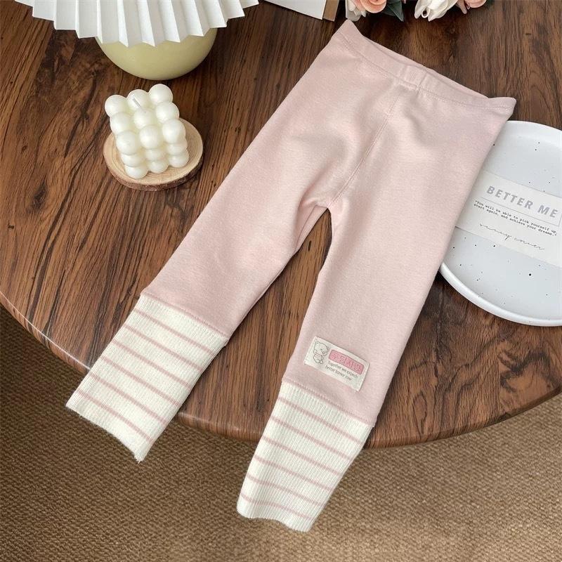 

Spring Autumn Baby Girl Leggings New Fashionable And Sweet Children s Patchwork Leggings Long Pants Slim Fit Pants 120 розовый
