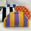 Striped Mahjong Accessory Pouch, Soft Polyester Handheld Bag for Game Pieces, Cosmetics, Keys and Daily Carry Use