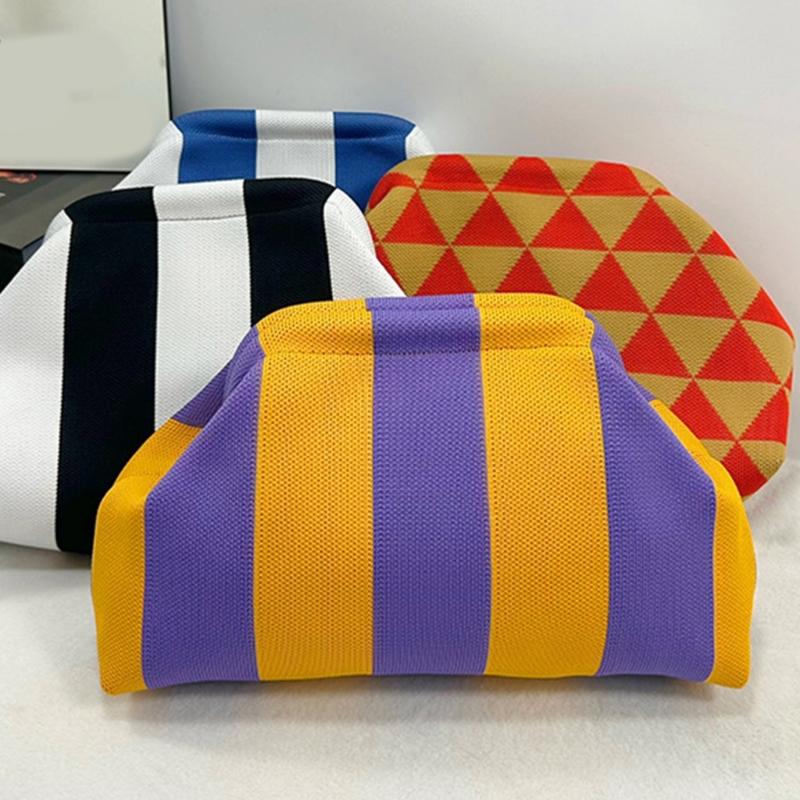 Striped Mahjong Accessory Pouch, Soft Polyester Handheld Bag for Game Pieces, Cosmetics, Keys and Daily Carry Use