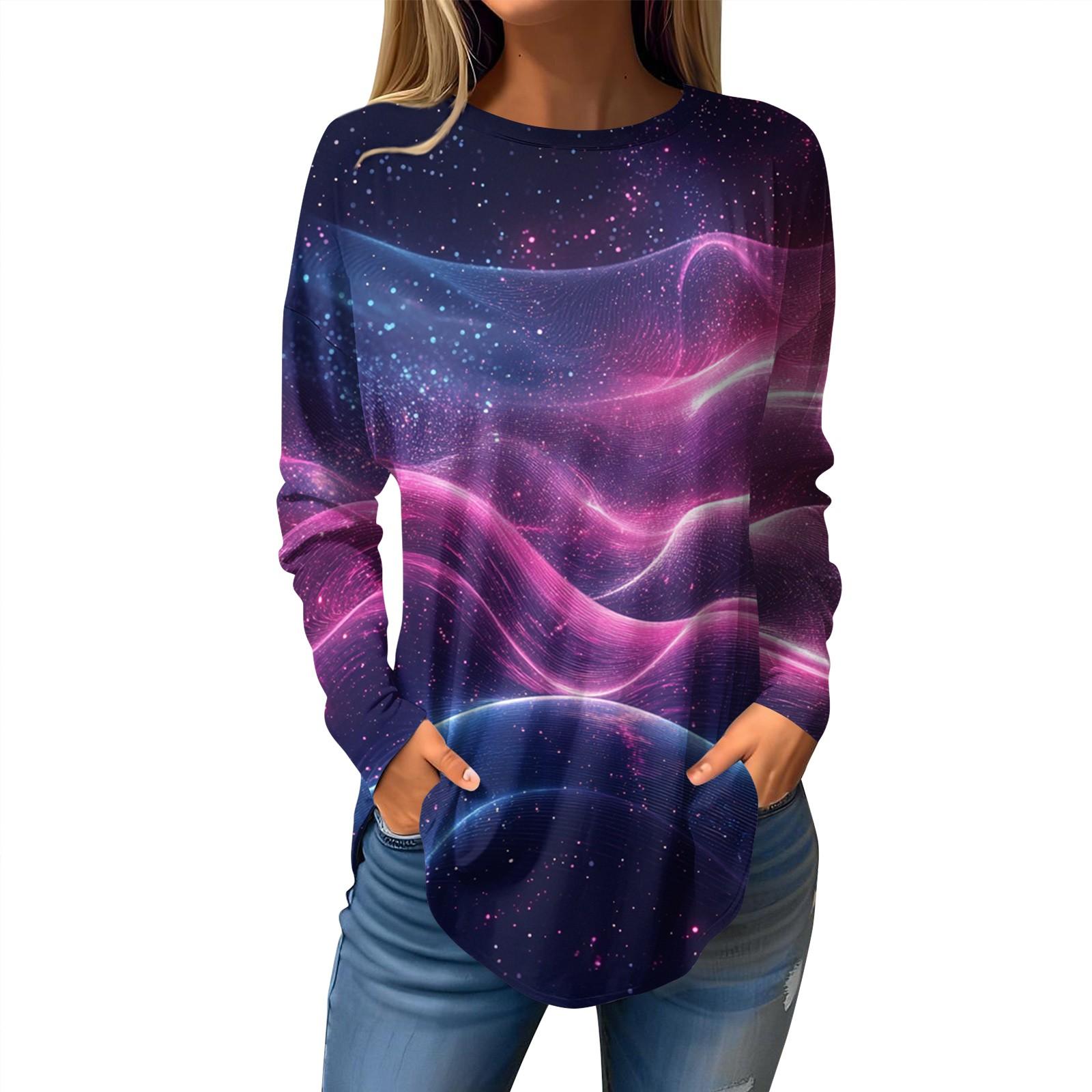 

Women s Loose Casual Printed Round Neck Long Sleeved T Shirt Top Pullover Long Sleeved Sweatshirt XL