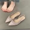 Gentle Fairy Wedge Heels Single Shoes 2025 New French Temperament Elegant Suede Pointed Head Shallow Mouth Rear Empty Commuter Shoes