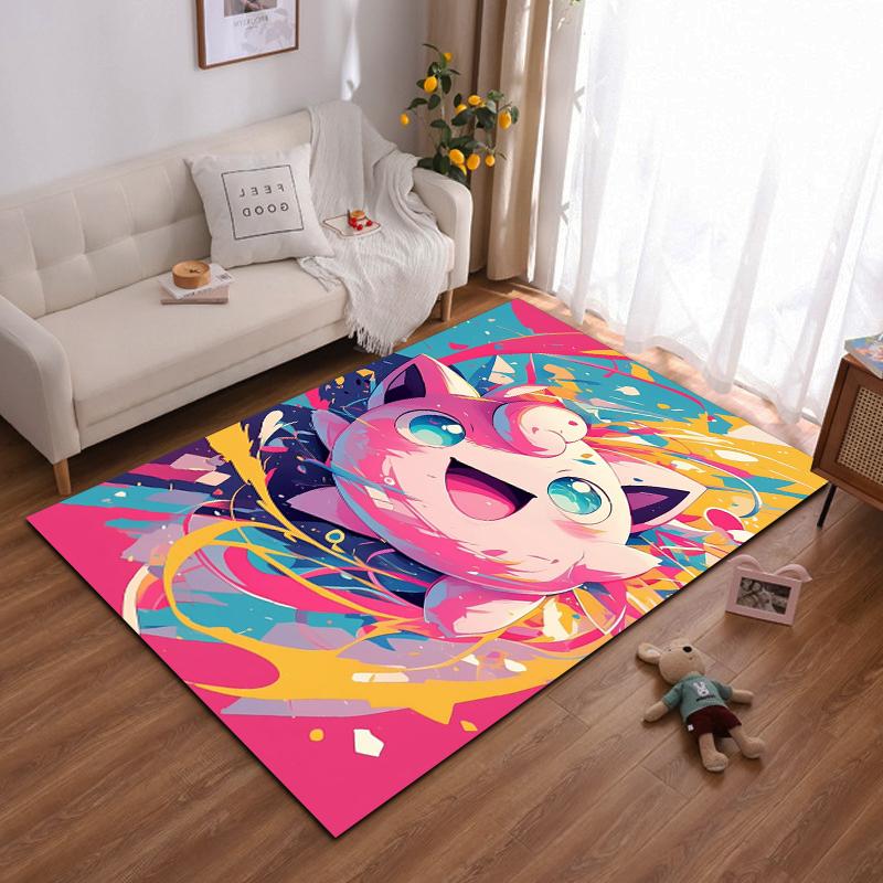"Pink Cartoon Character Carpet with Vibrant Abstract Colors Design" Suitable for Use As an Anti-slip for Living Room Bedroom Sofas