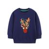 New Kids' European Style Reindeer Embroidery Sweatshirt - Round Neck Pullover for Boys