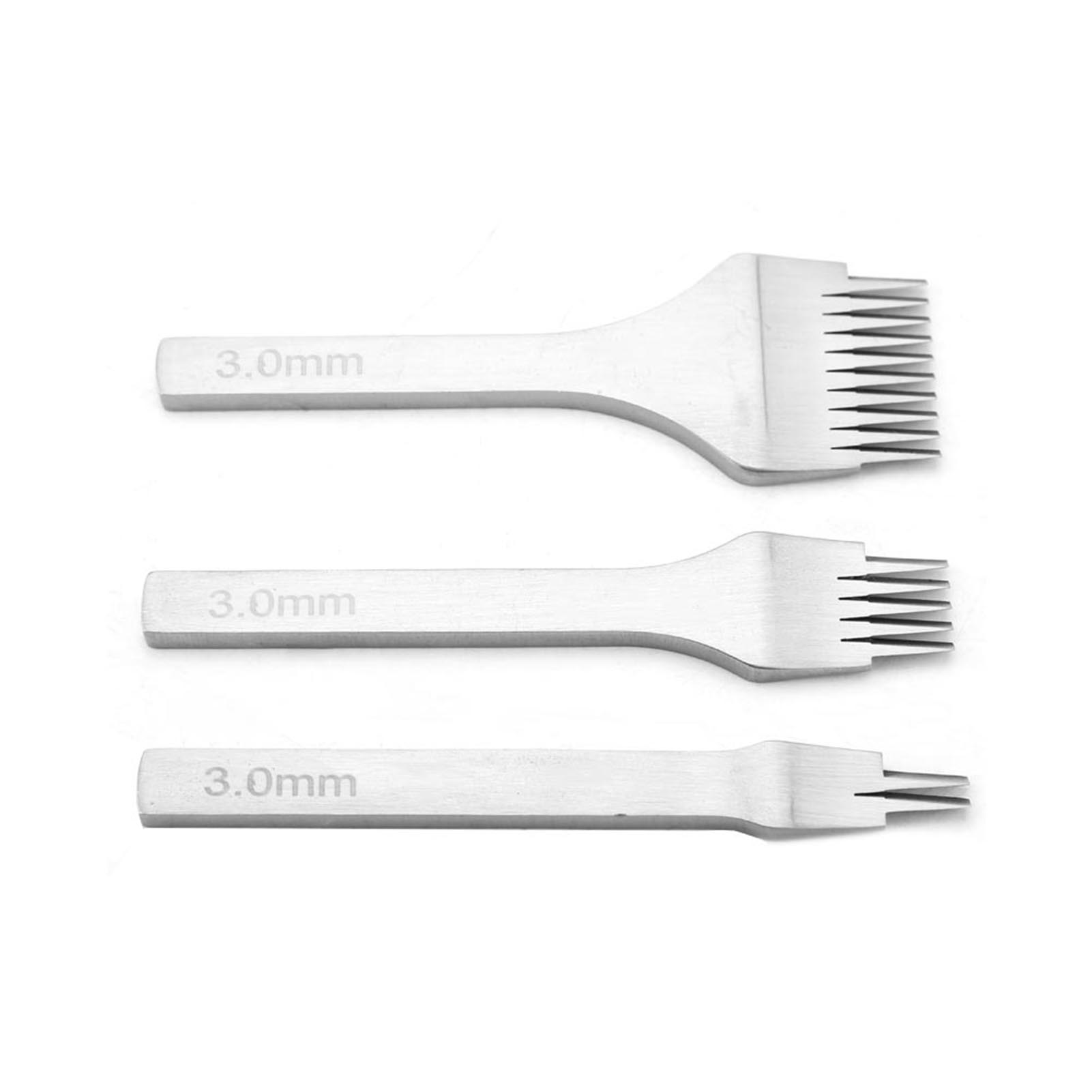 Wit Staal 2 5 10 Punch Steekgereedschap Set Rijgen Steken Beitel Set voor Leer Ambachten 3.0mm
