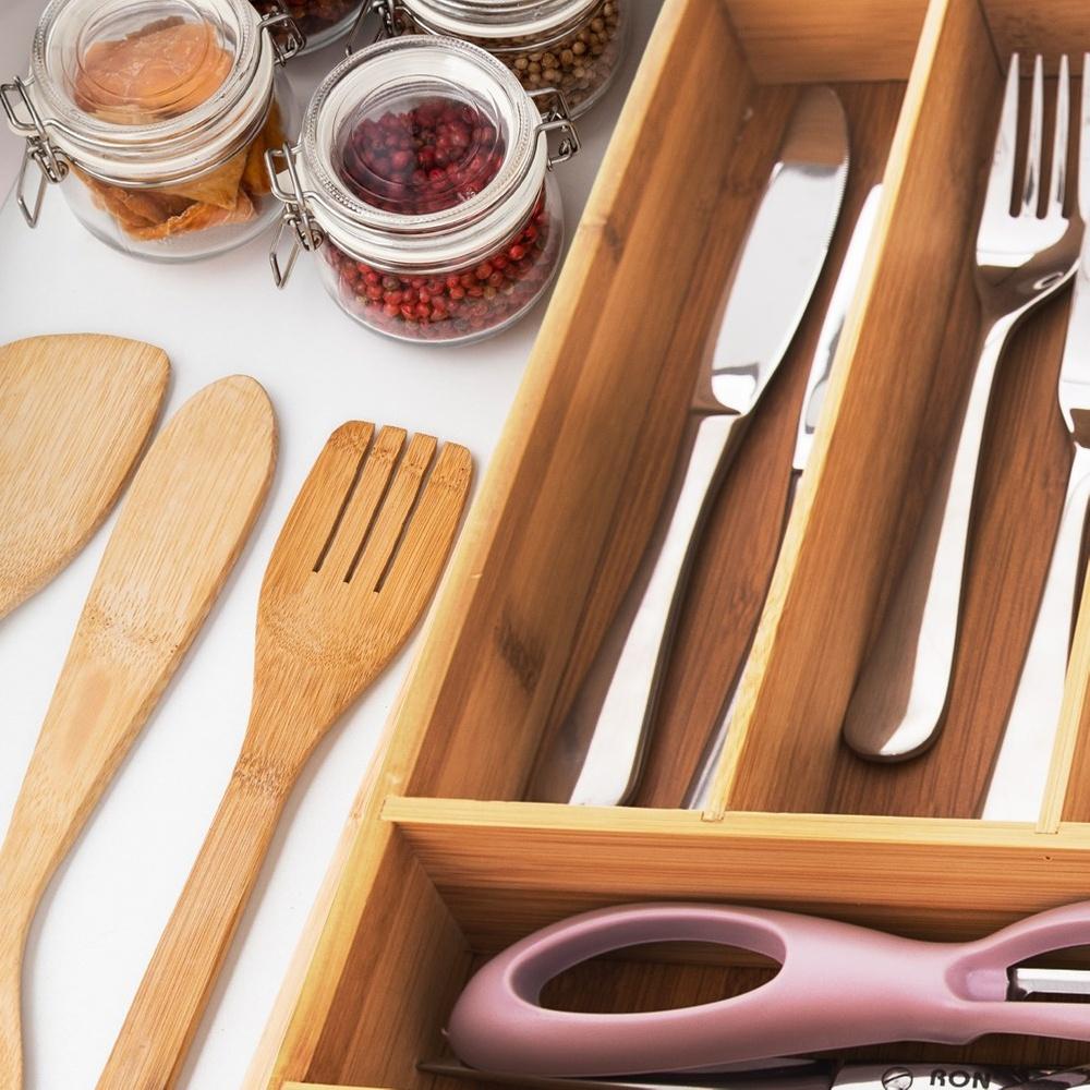 Bamboo cutlery drawer insert 35x26 cm