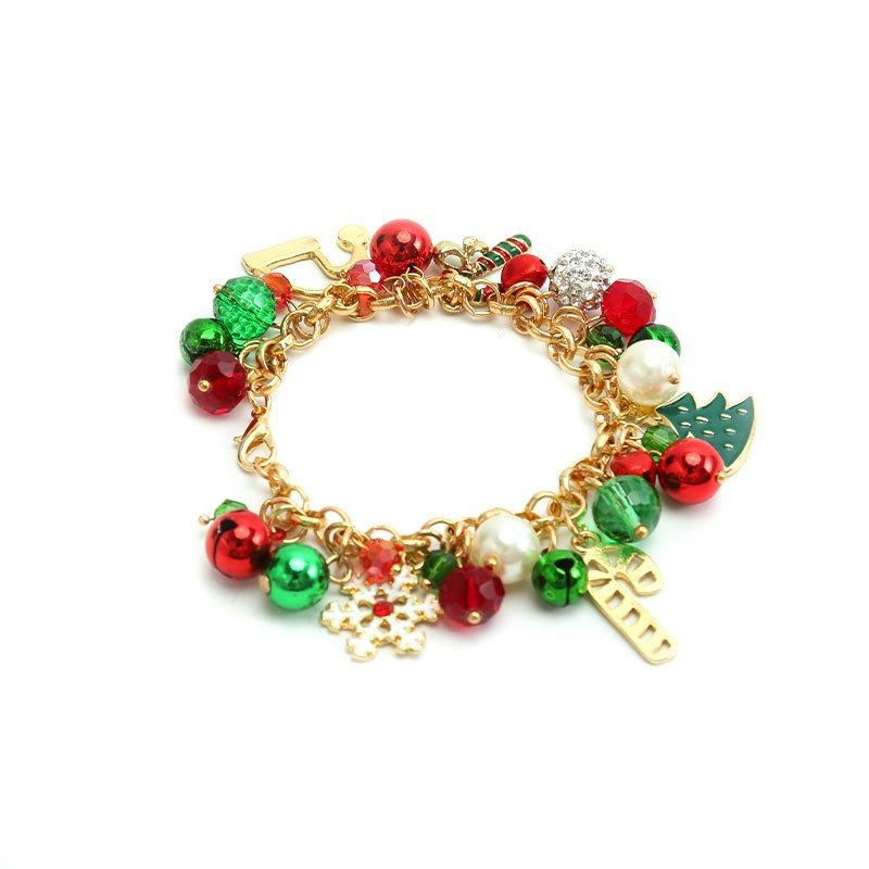 Christmas jewelry, pearl bells, diamond balls, crystal beads, snowflake courtesy tree, alloy gift bracelets