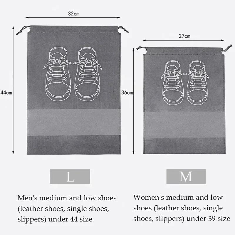 Portable Non-Woven Cloth Shoe Bags Waterproof Dustproof Travel Shoe Storage Bag Hanging Drawstring Packing Pouch Organizer
