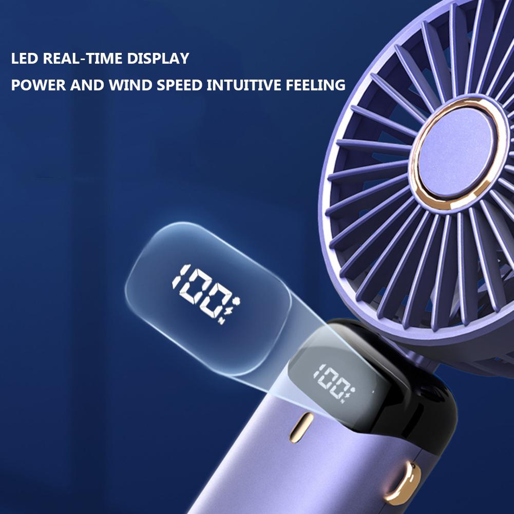 

Neck Hanging Fan USB Rechargeable Mini Fan Foldable Small Hand Fan with Phone Stand and Display Screen for Home Office Outdoor белый