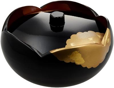 Nakatani Brothers Company Yamanaka Lacquerware Fukuume Plum Blossom Bonbon Case, Black with Red Interior, Colored Light, 33-4616